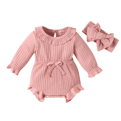 Baby Long Sleeve Stripe Romper Set