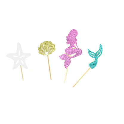 Mermaid Theme Birthday Decoration Party Supplies Children''s Party Decorations Dessert Cake Cards