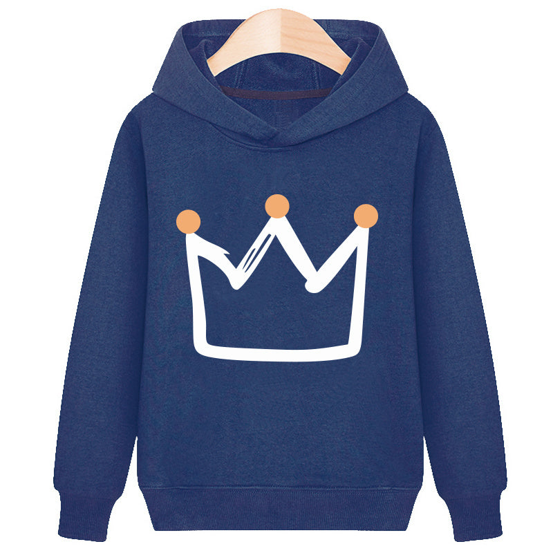 Crown hooded plus velvet sweatshirt