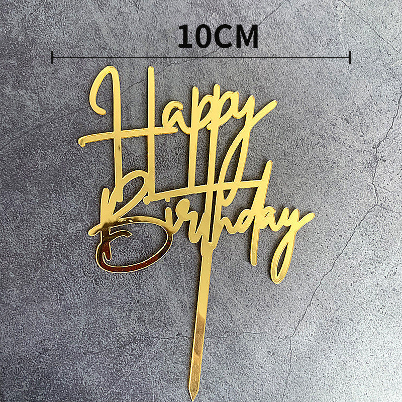 Acrylic Happy Birthday Cake Topper Gold