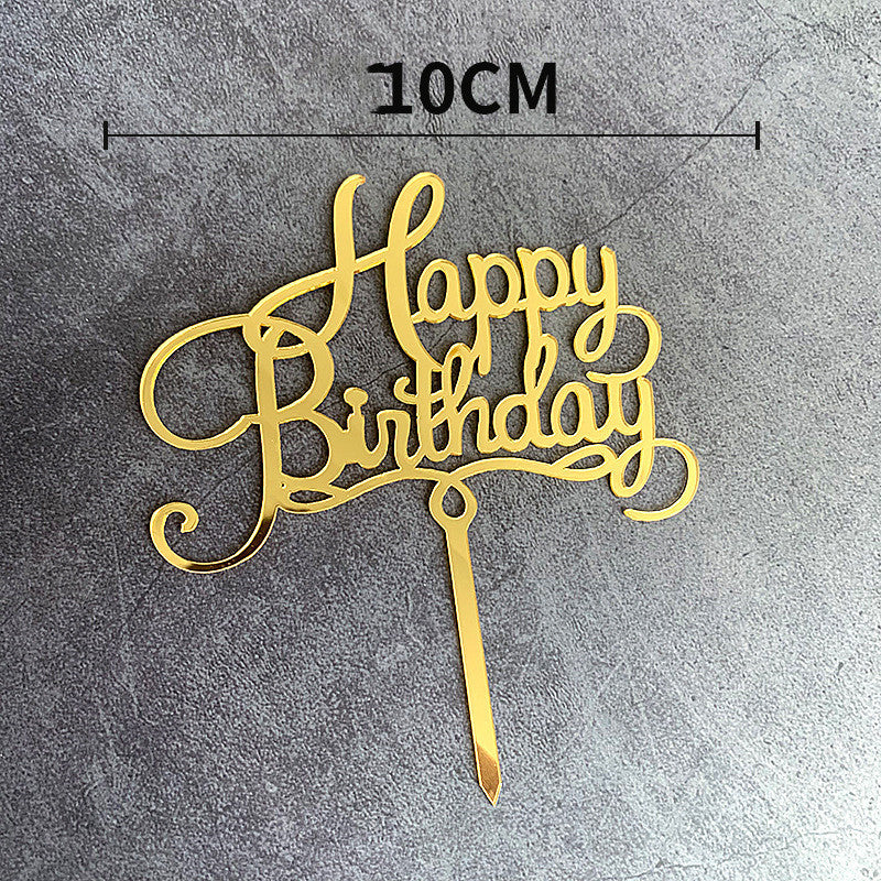 Acrylic Happy Birthday Cake Topper Gold