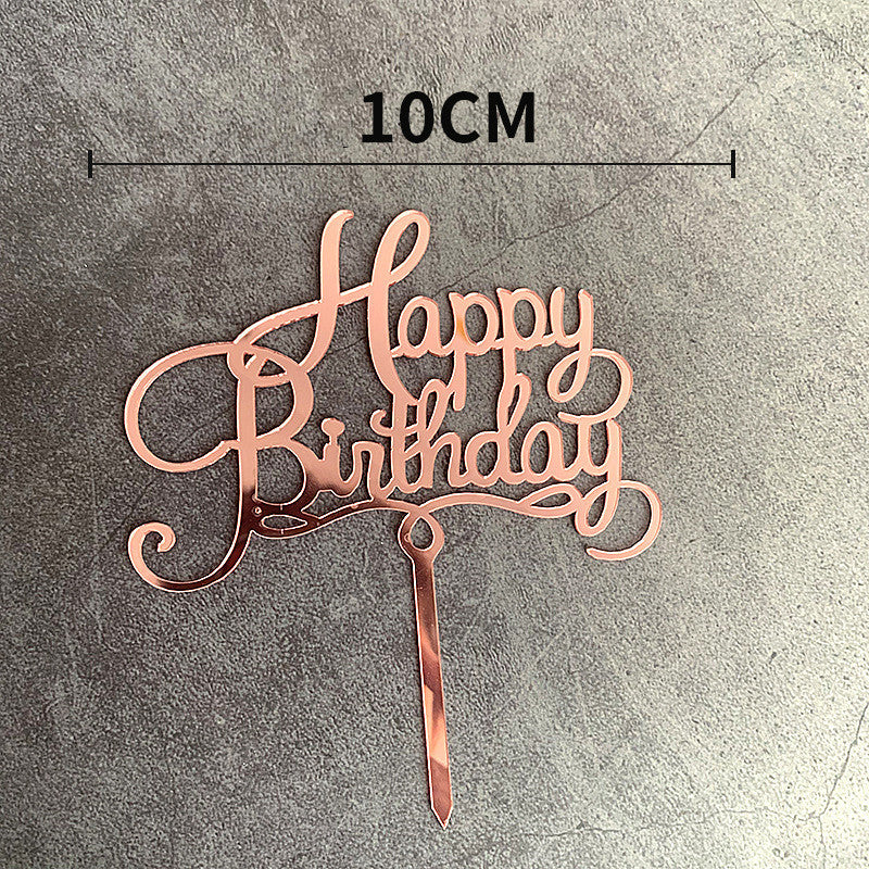 Acrylic Happy Birthday Cake Topper Gold