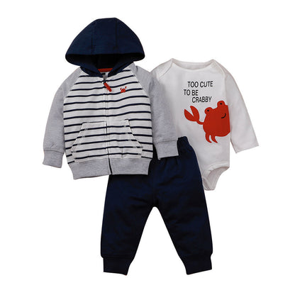 Baby Letter Printing Zipper Three-piece Set